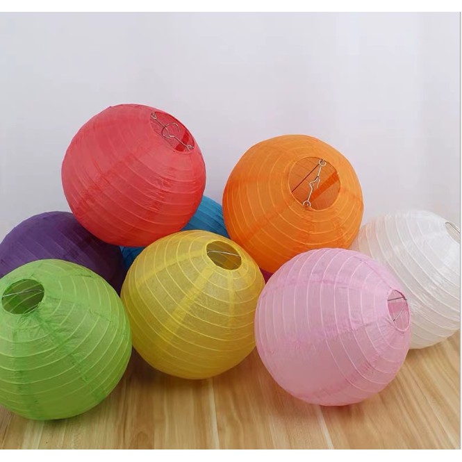 Đèn lồng giấy lụa tròn 30cm - nhiều màu trang trí lễ hội