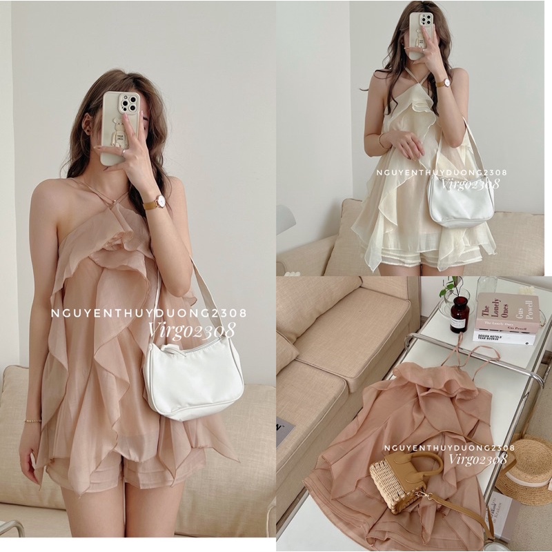 [NEW]SET TƠ ORGANZA CỔ YẾM BÈO NHÚN CÁCH ĐIỆU TIỂU THƯ