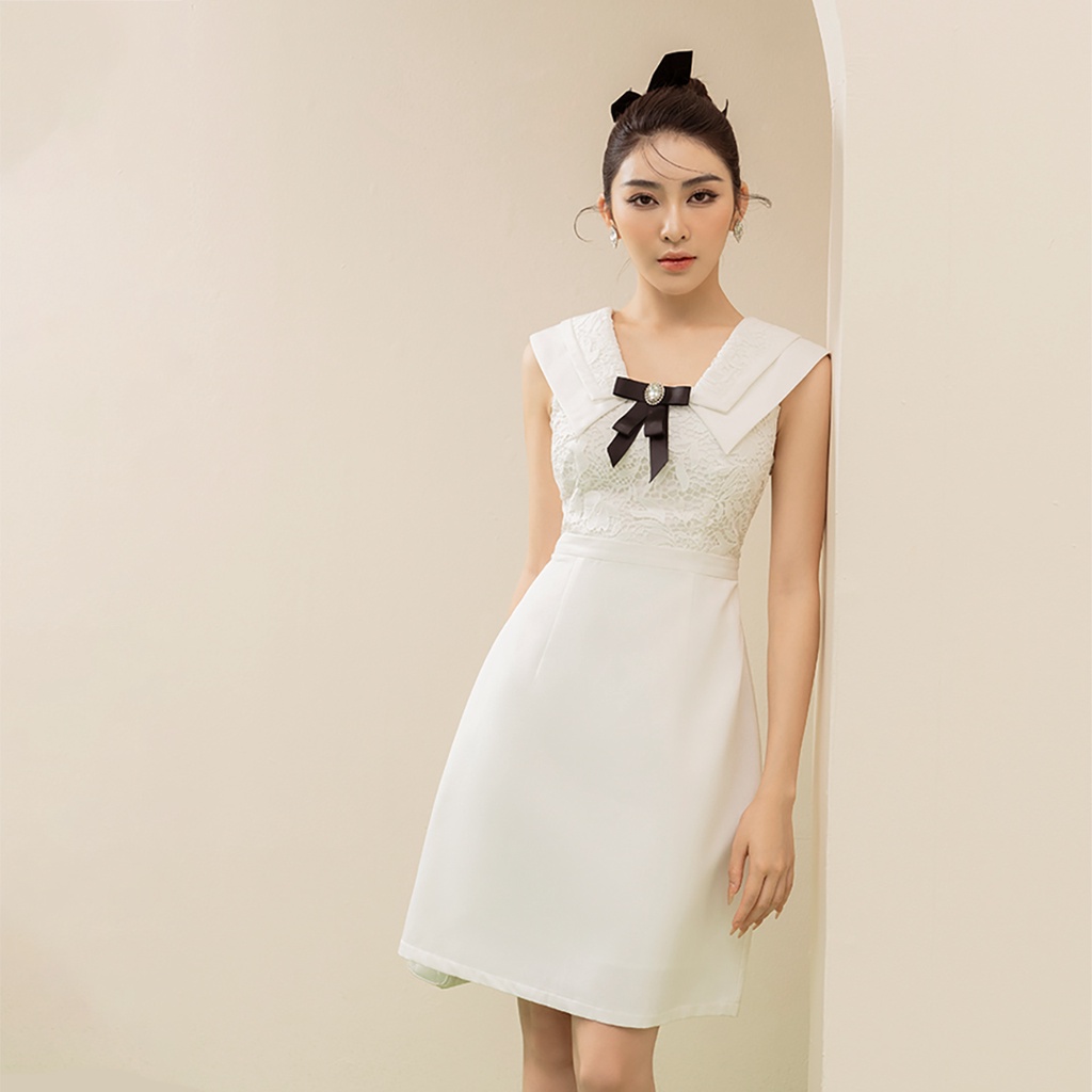 Đầm ren phối tafta trắng BIJIN BOUTIK 23D16