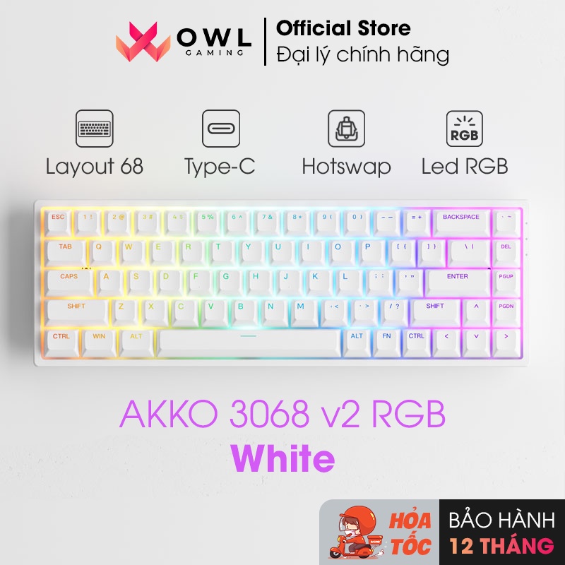 Bàn phím cơ AKKO 3068 v2 RGB – White