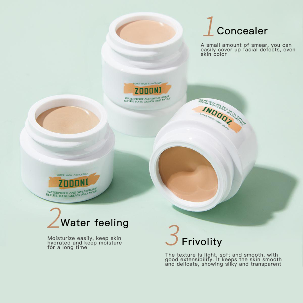 [ready] BODONI Clear Repair Jade Face Concealer Concealer Cover Dark Circles, Acne Marks and Spots Waterproof Three-color Foundation Cream -beauty