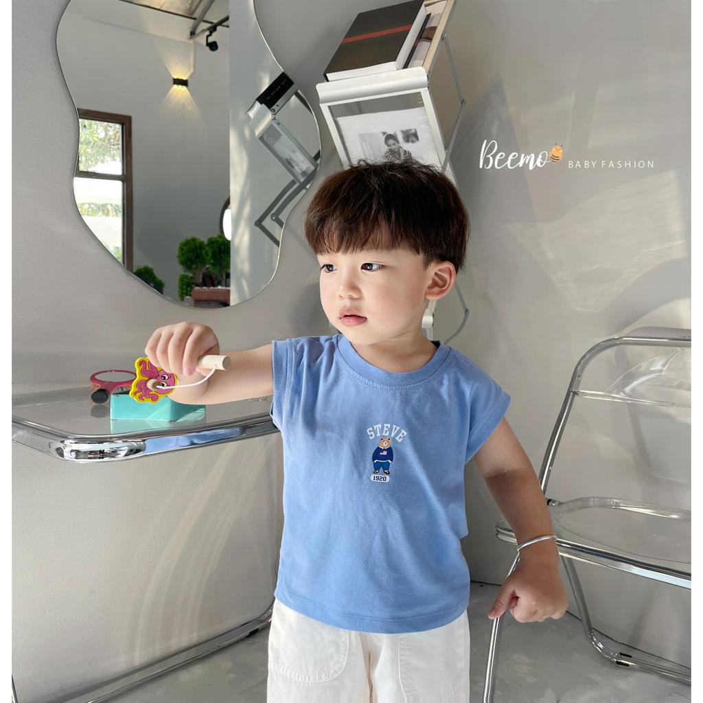 Áo ba lỗ cho bé Trai Gái Beemo Chất liệu cotton mềm min, họa tiết gấu Steve, 4 màu cực xinh B078