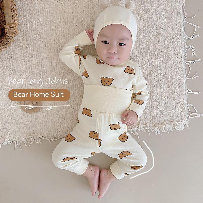 Bộ Quần Áo Vải Cotton Lưng Cao Xẻ Tà Kiểu Hàn Quốc Thời Trang Xuân Thu Cho Bé
