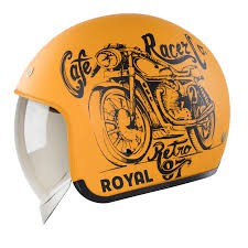 Nón bảo hiểm 3/4 Royal M139 kính âm màu vàng tem Cafe Racer