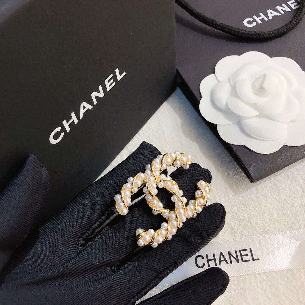 Ghim Cài Áo Hình Chữ C Đính Ngọc Trai Giả Thời Trang