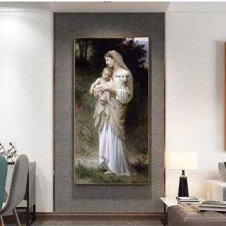 Tranh vải canvas hình chúa giê su và đức mẹ Mary nghệ thuật treo tường trang trí cho phòng khách