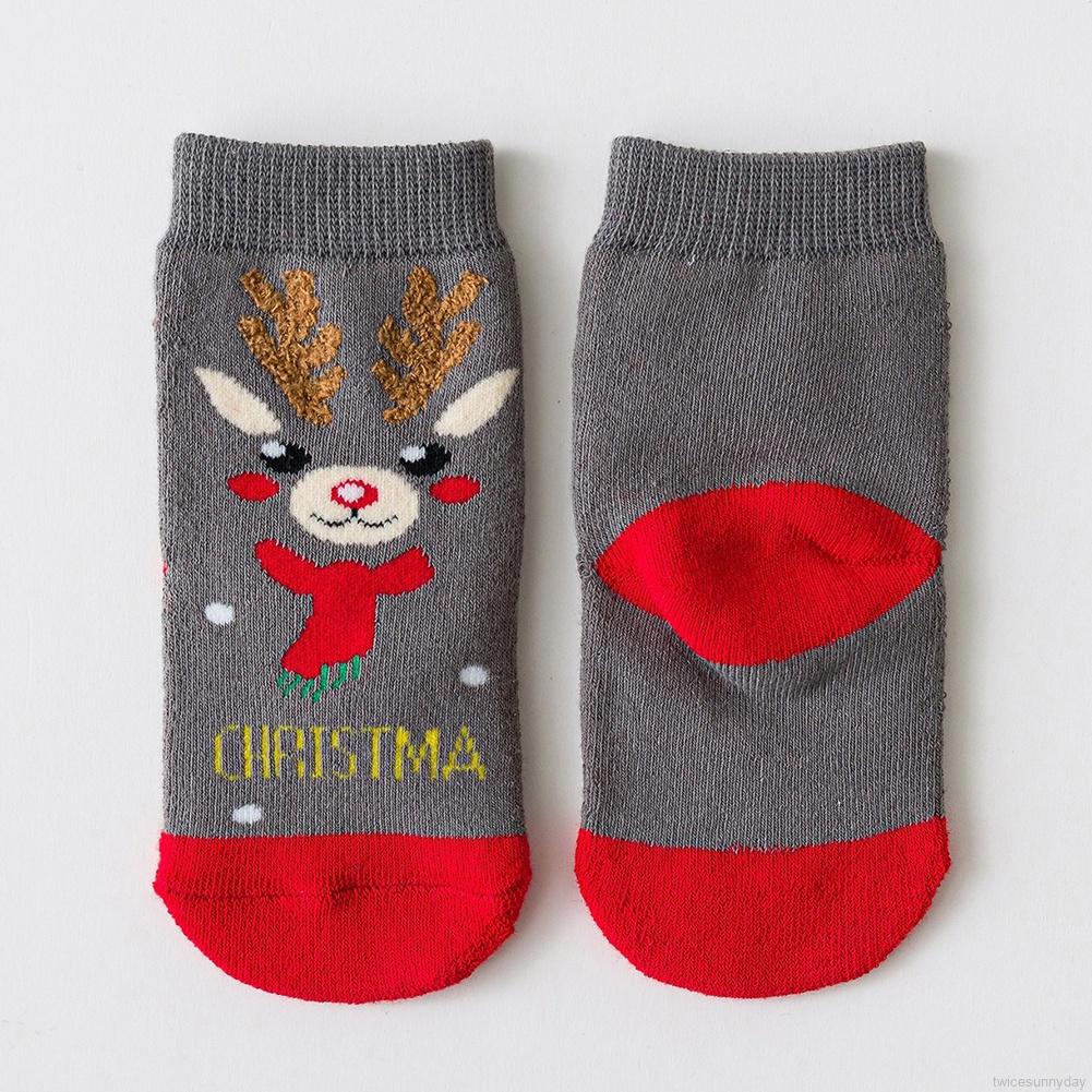 Set 5 đôi vớ cotton mềm giữ ấm họa tiết giáng sinh cho bé từ 1-8 tuổi