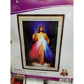 tranh thêu chữ thập chúa jesus kt 51x72cm