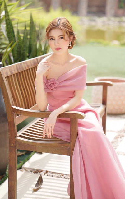 🍀 (Hàng sẵn) Đầm dạ hội trể vai màu hồng dự tiệc/ cưới hỏi