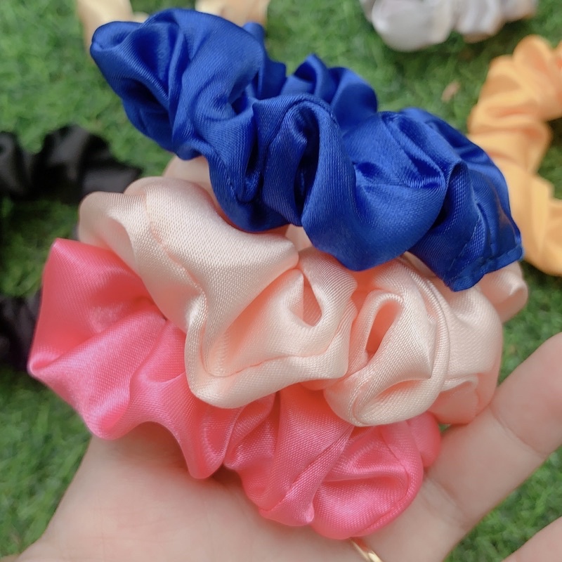 Dây cột tóc SCRUNCHIES chun cột tóc lụa phi 10cm nhiều màu