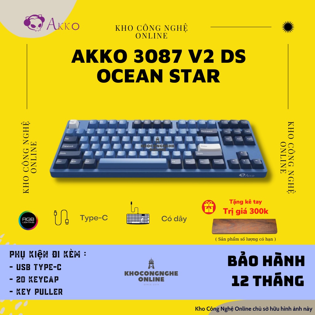 [Mã 33ELSALE hoàn 7% đơn 300K] Bàn phím cơ AKKO 3087 v2 DS Ocean Star