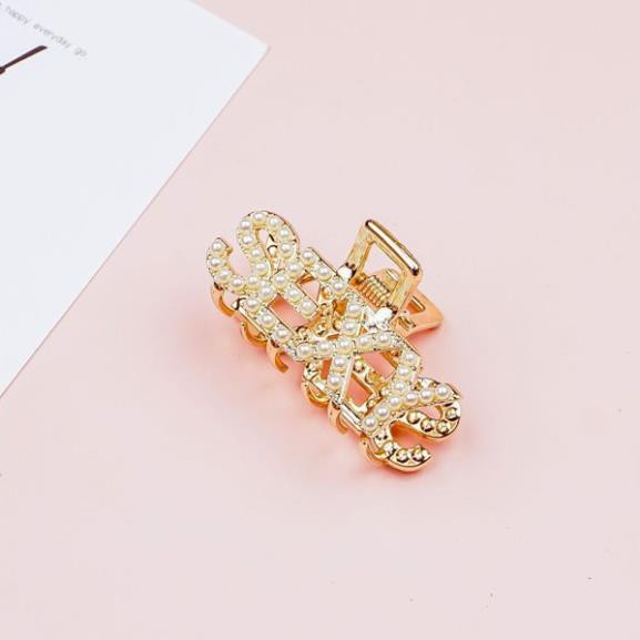 [Hàng Xịn, Giá Tốt] Kẹp Càng Cua Đính Hạt Nhân Tạo Phong Cách Hàn Quốc Họa Tiết Chữ - Mã KT005