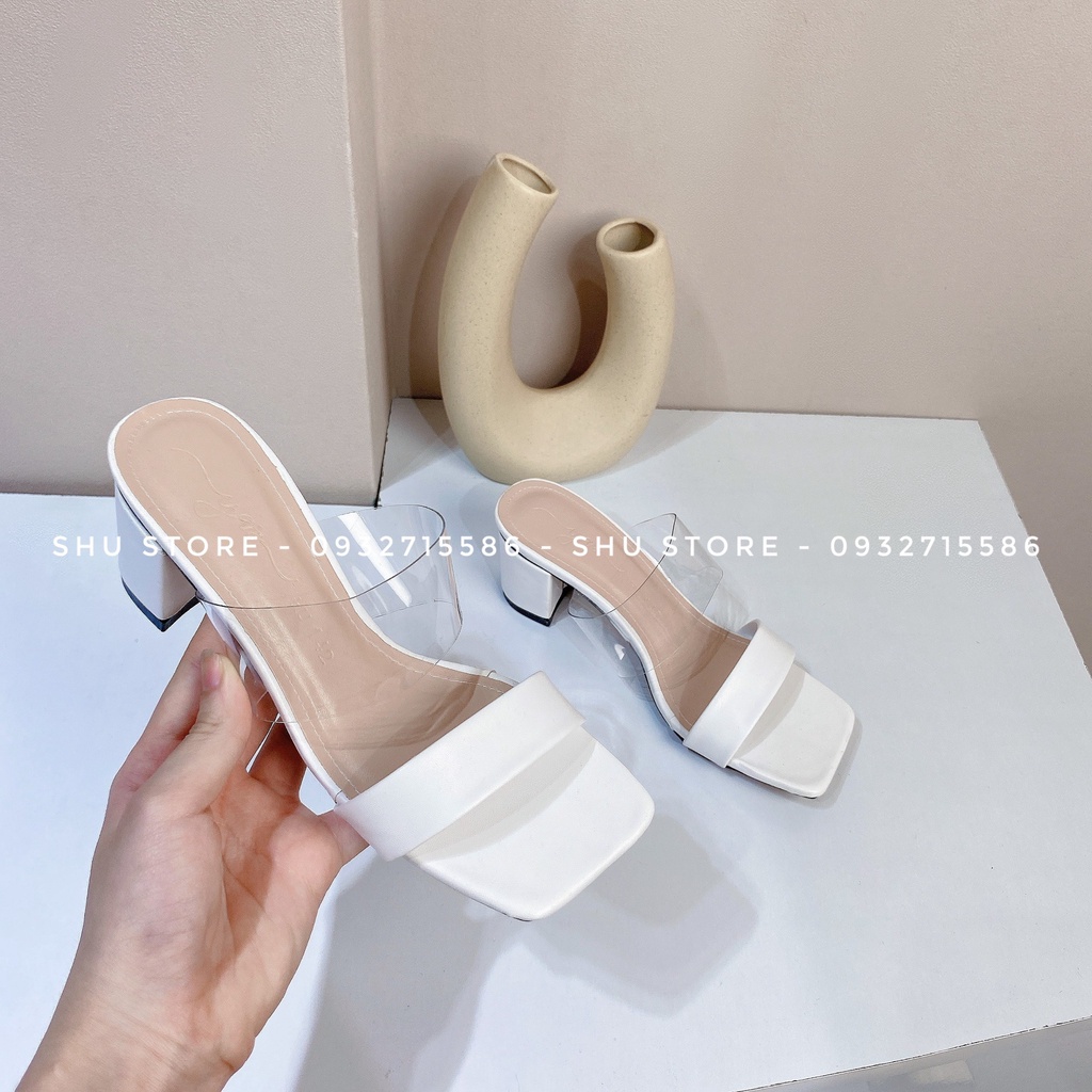 GUỐC NỮ THỜI TRANG SANG TRỌNG SHU STORE - GUỐC MŨI VUÔNG QUAI DA QUAI MICA