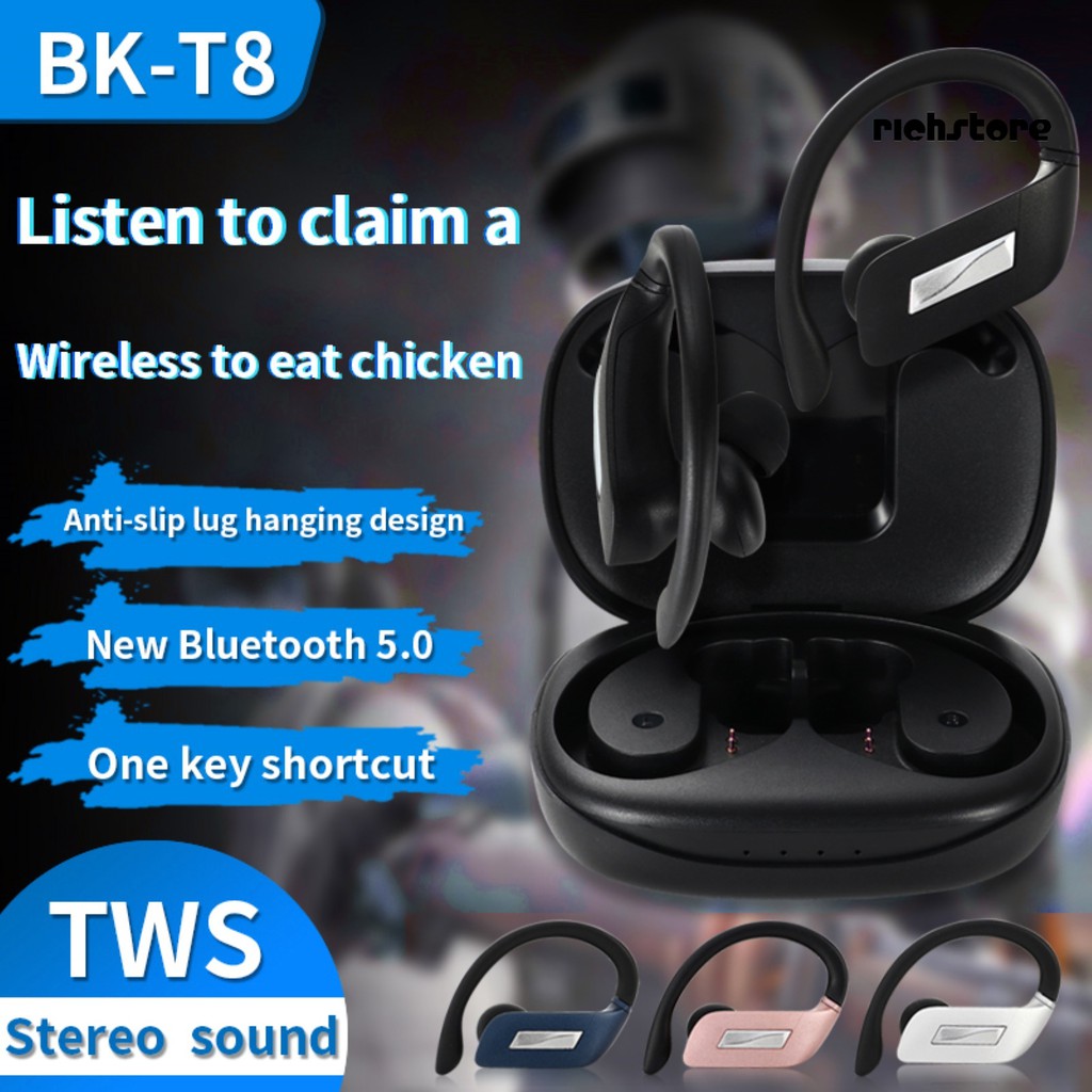 Tai Nghe Bluetooth 5.0 Không Dây Ej_Bk-T8 Tws Chống Thấm Nước Kèm Phụ Kiện