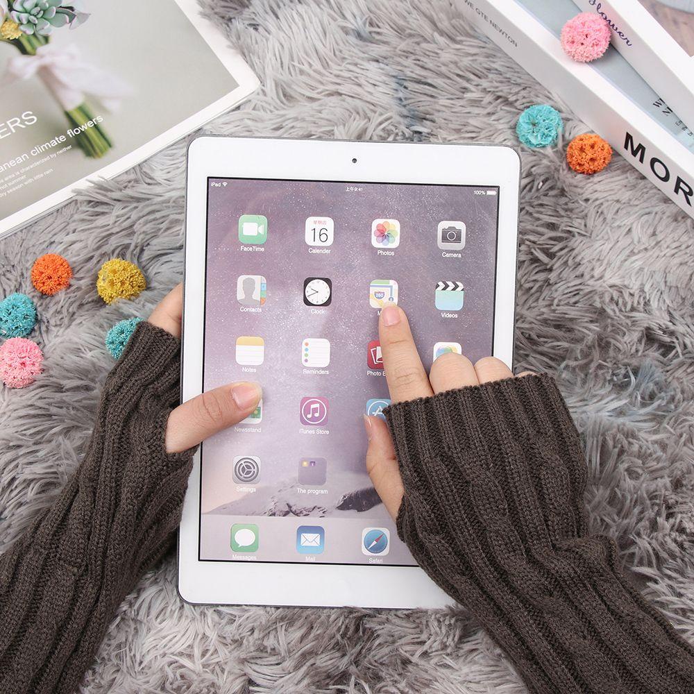 XIANTIN Găng Tay Len Dài Hở Ngón Giữ Ấm