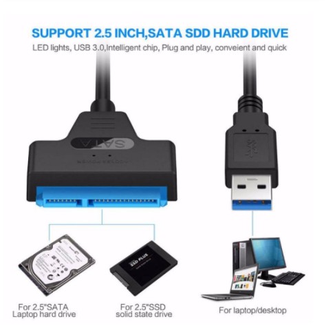 Dây Cáp Chuyển Đổi Kết Nối Ổ Cứng HDD Từ USB 3.0 Sang Sata 22 Pin 2.5 inch