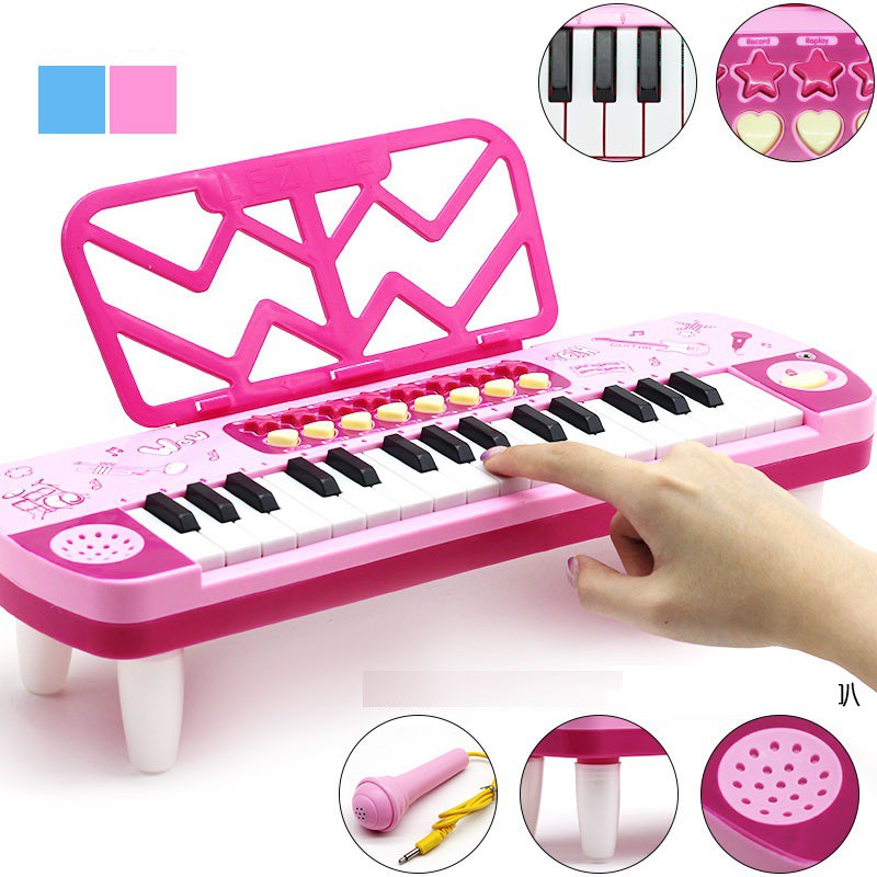 Đàn organ piano đồ chơi cho bé có mic hát karaoke và đèn nhạc âm thanh chuẩn có hộp đẹp, quà tặng sinh nhật