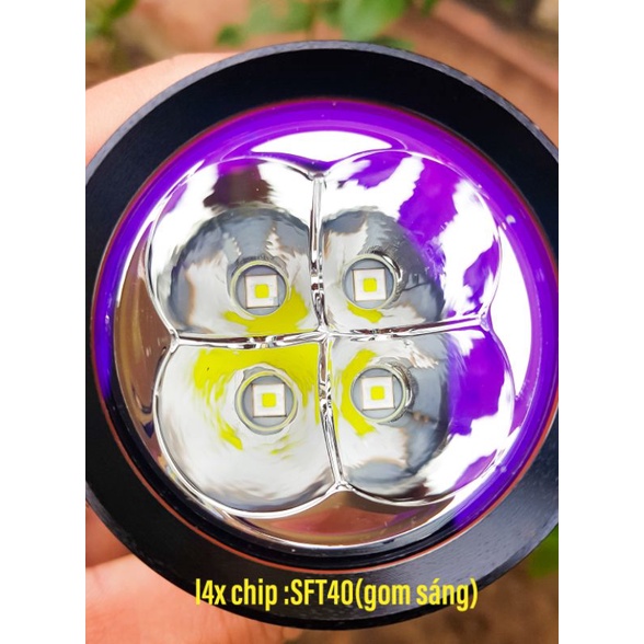 Đèn trợ sáng l4x chip osram 2mm/SFN5050 1.7mm và SFT40 chiếu xa nhất hiện nay thay thế cho l4x chip sst20