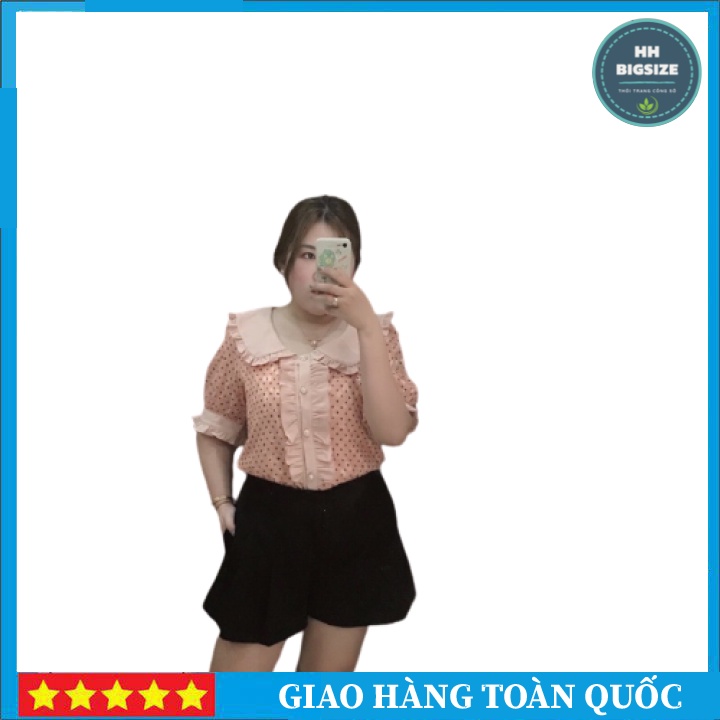 Áo Sơmi Voan Tơ Chấm Bi 2 Lớp Tay Ngắn Phối Bèo