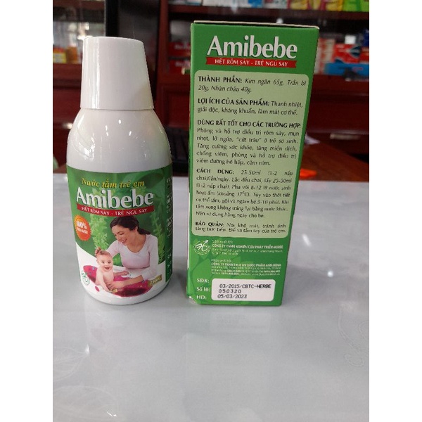 Nước Tắm Trẻ Em Amibebe_ Hết rôm sảy,trẻ ngủ say.Chai 250 ml