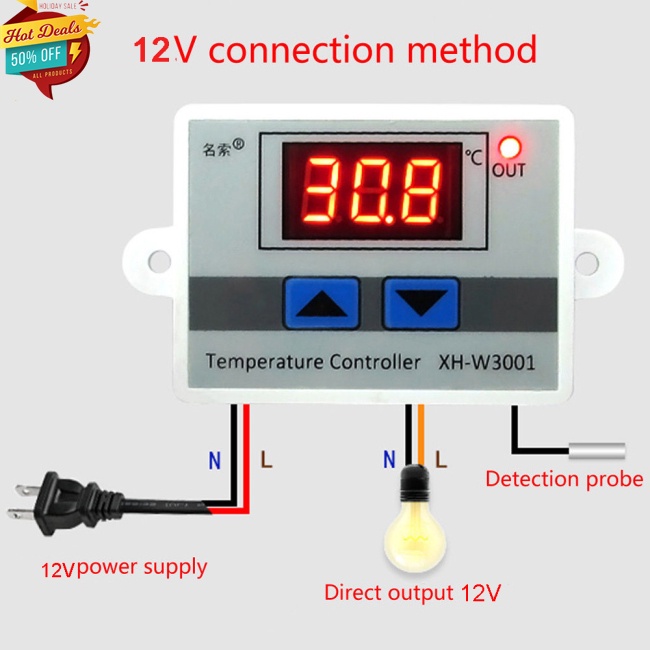 Thiết bị điều khiển nhiệt độ XH-W3001 W3001 cón đèn LED với đầu dò chuyên dụng