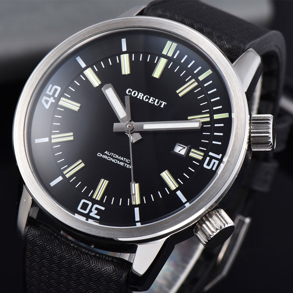 BẢO HÀNH 12 THÁNG Đồng hồ nam Automatic Nhật dây da,pin trôi,chống nước chống xước- Đông hồ Corgeut  có lịch ngày tháng