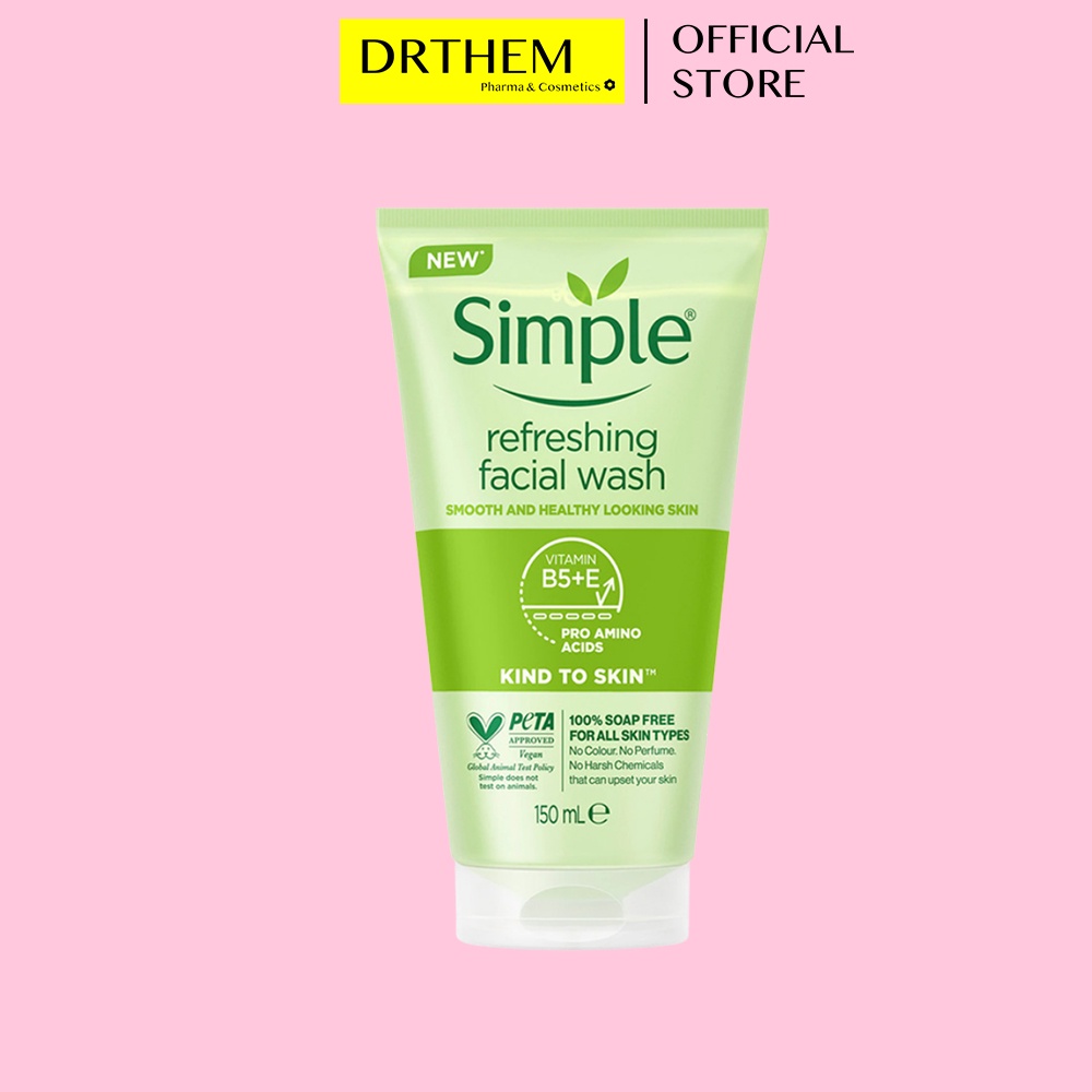 Sữa Rửa Mặt Simple Refreshing Facial Wash 150ml - Dịu Nhẹ Cho Da Dầu Mụn, Nhạy Cảm