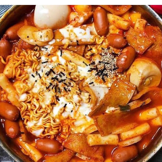 1KG BÁNH GẠO HÀN QUỐC KÈM SỐT BỘT PHÔ MAI MÌ (LOẠI MỚI) TẶNG MÌ KHÔNG GIA VỊ