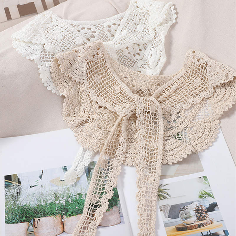 Khăn Choàng Cổ Vuông Bằng Cotton Nguyên Chất Phối Ren Lỗ Thời Trang Phong Cách Phương Tây Hàng Mới 2021