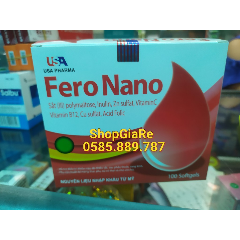 Fero Nano Bổ Sung Sắt, vitamin, hỗ trợ quá trình tạo máu Tăng Cường Lưu Thông Máu Cho Phụ Nữ mang thai
