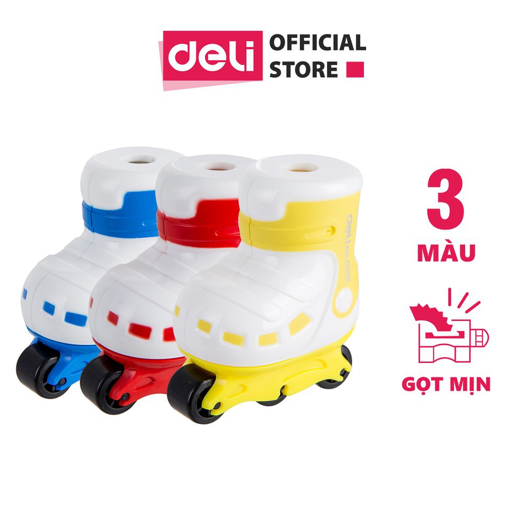 Gọt chì mini Deli 528 / ER00701 - Hình giày patin / tên lửa - Xanh dương/Đỏ/Vàng