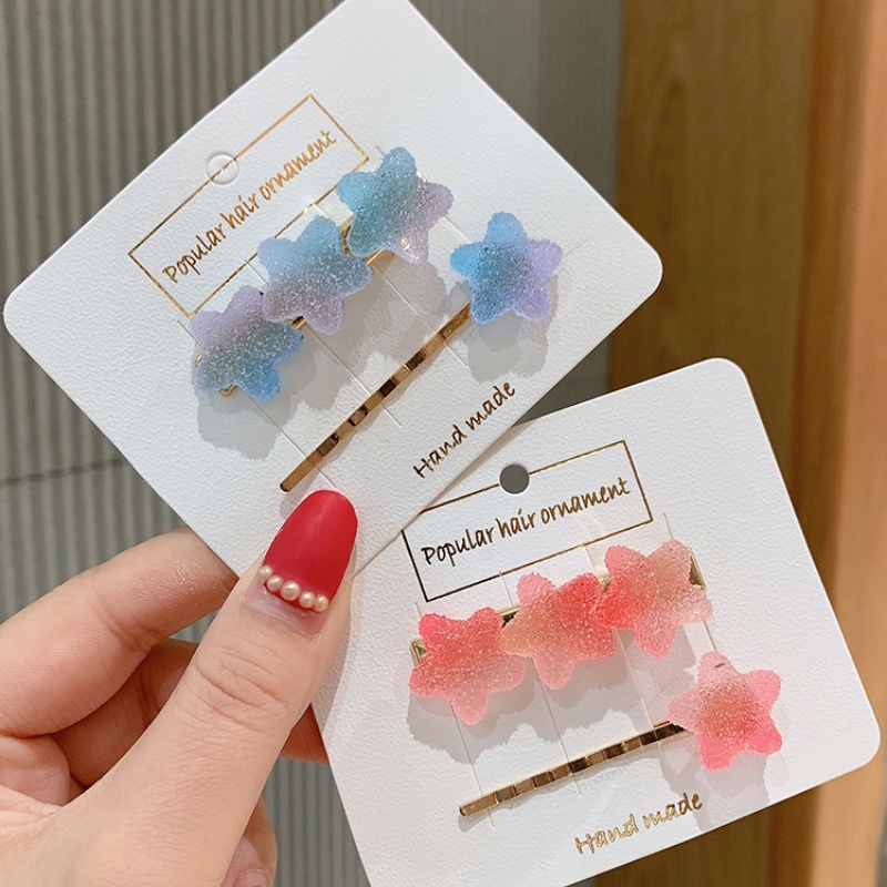 Kẹp tóc hình ngôi sao/ trái tim mềm màu kẹo thời trang cho bé gái