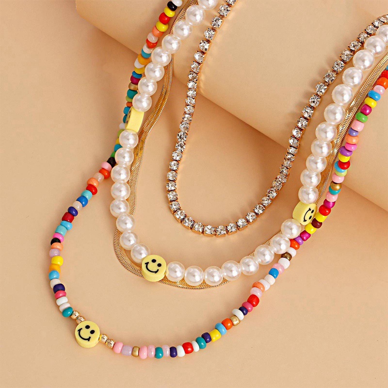 Tmdbyx Vòng cổ Hạt Ngọc Trai/Trái Tim/Mặt Cười Nhiều Lớp Phong Cách Bohemian Thời Trang Cho Nữ
