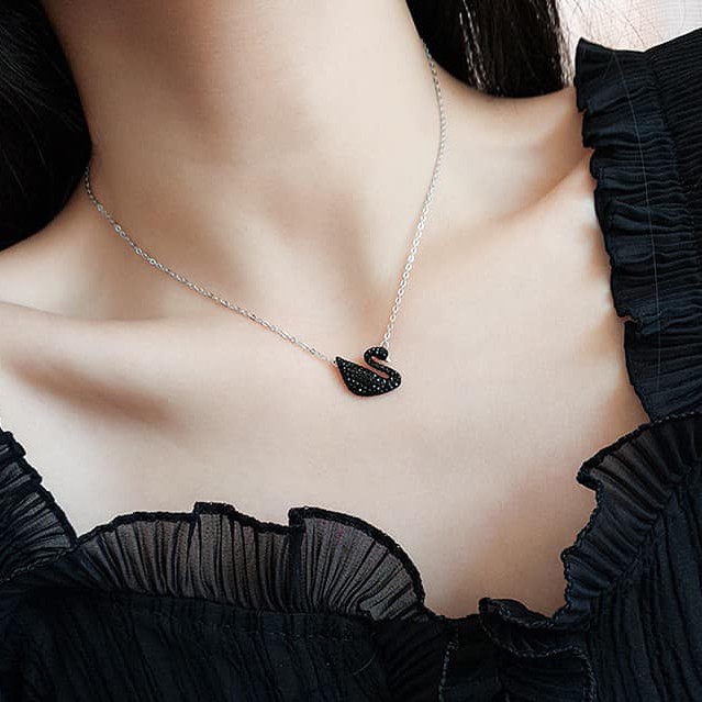 Dây Chuyền Thiên Nga Đen Bạc Xi Bạch Kim - Minh Canh Jewelry