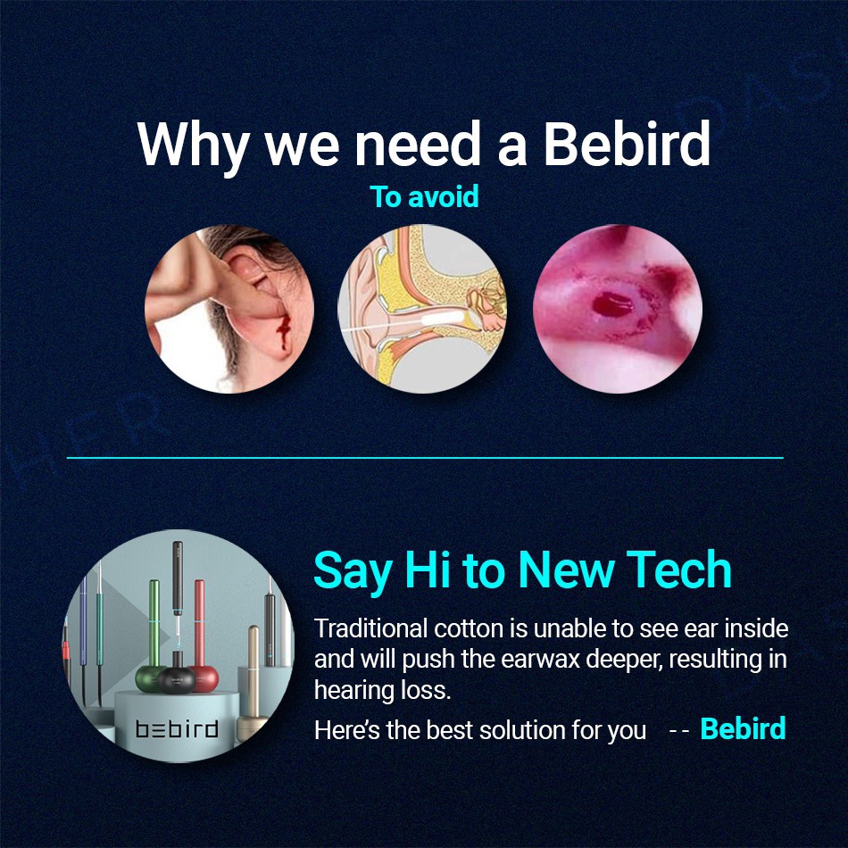 Dụng cụ lấy ráy tai tích hợp camera Bebird R1-Có sẵn máy nội soi-Hình ảnh 3.0 Mpx-Có Led trợ sáng-Bảo hành 12 tháng