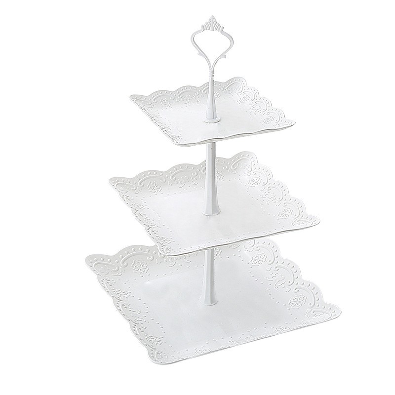 Khay Đựng Trái Cây, Bánh 3 Tầng Vuông 37x24cm