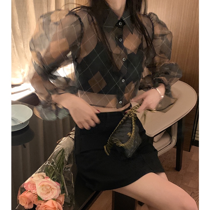Áo Sơ Mi Tay Dài Hoạ Tiết Sọc Ca Rô Thiết Kế Hợp Thời Trang Cho Nữ
