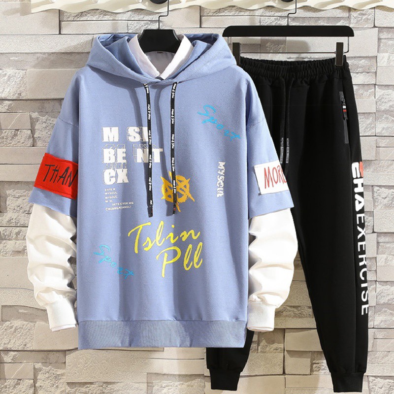 Bộ Quần Áo Nỉ Nam Áo Hoodies Có Mũ Phối Chữ THAN MORE Kết Hợp Quần Jogger Bo Gấu MENFASHION1989 SET NAM 90000142