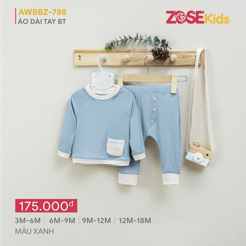 Bộ quần áo dài tay DEROSA KIDS cho bé trai bé gái từ 3 đến 18 tháng AWBBZ788B