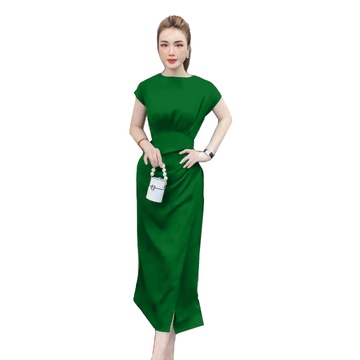 Đầm cổ thuyền nhúng eo cao cấp