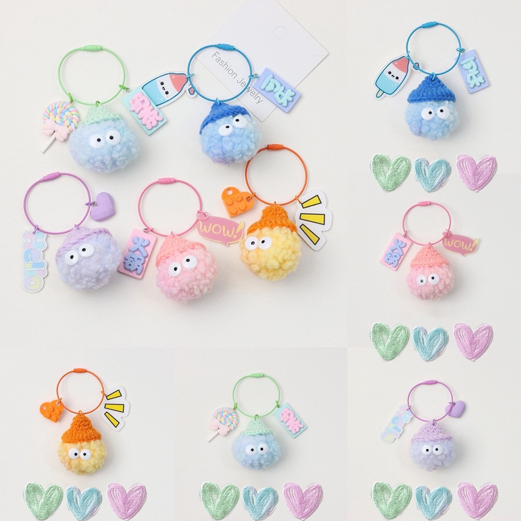 Móc Khóa Búp Bê Nhồi Bông Màu Sáng Dễ Thương Phong Cách Hàn Quốc