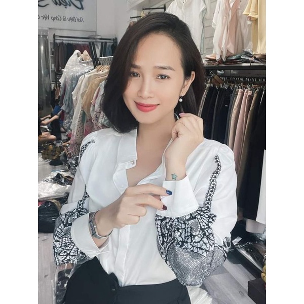 Áo lụa tay dài phối thiết kế cao cấp xịn xò
