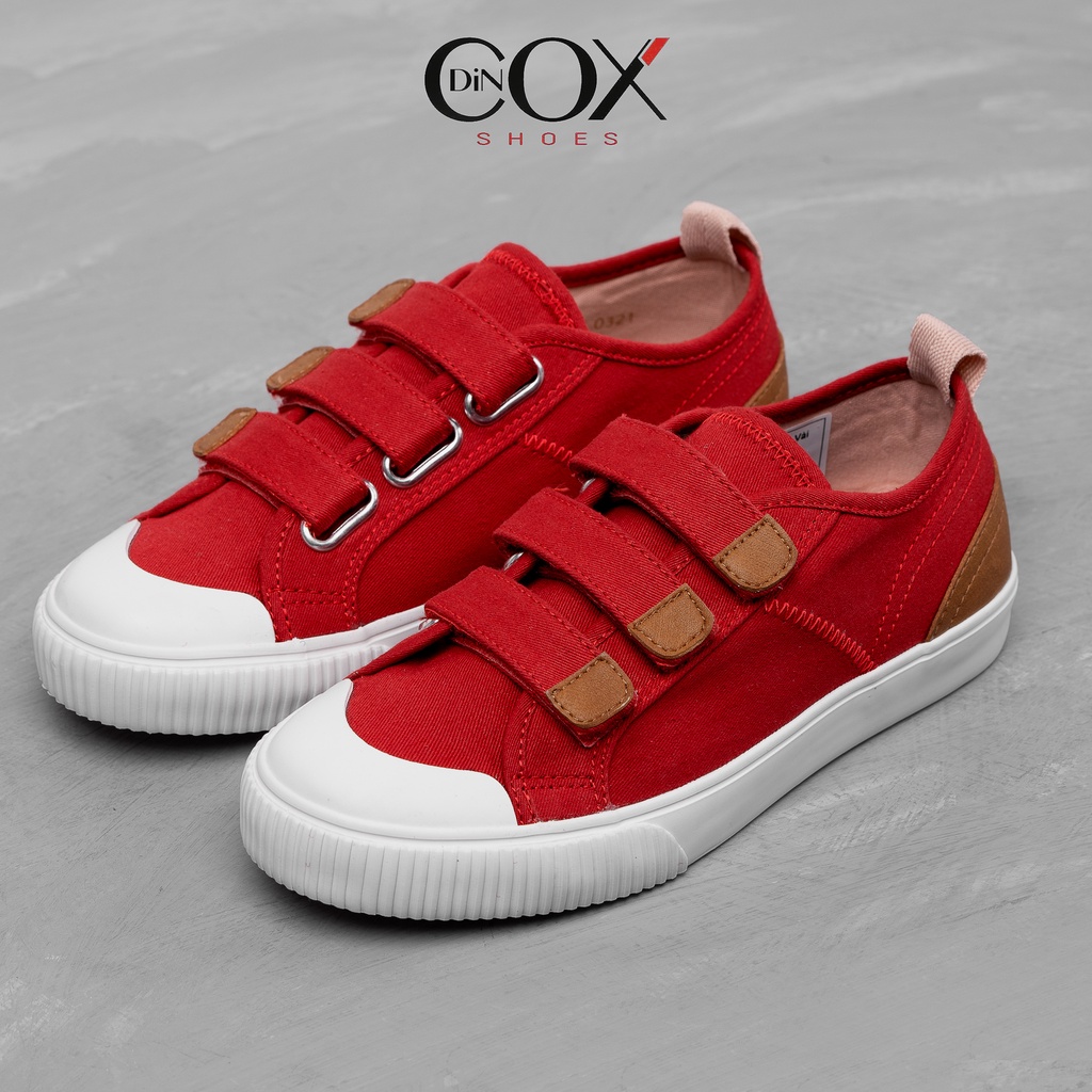 Giày Sneaker Vải Nữ DINCOX E01 Quai Dán Nữ Tính Red