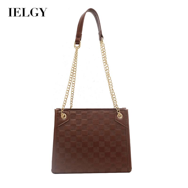Túi đeo vai IELGY họa tiết sọc caro phối dây xích thời trang cao cấp cho nữ