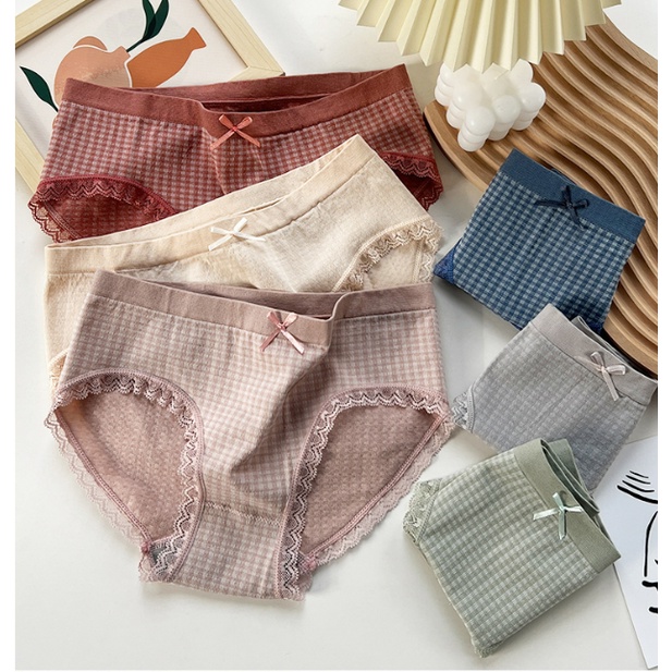 Quần Lót Cotton Kẻ Caro Siêu Dễ Thương Dành Cho Bạn Nữ