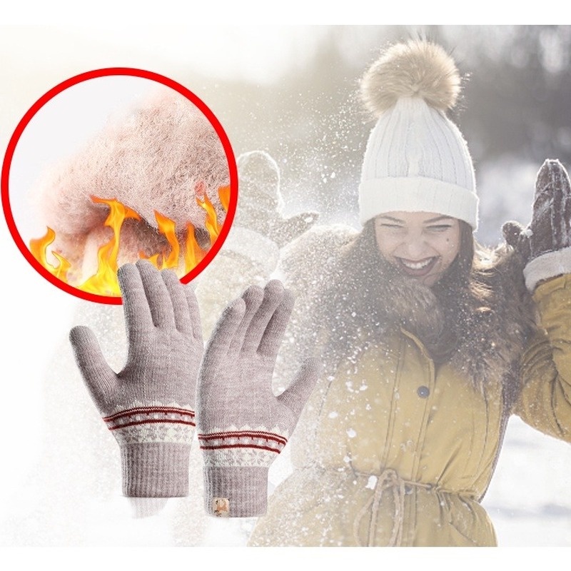 Găng Tay Len Hai Lớp Vải Nhung Mềm Mại Dày Dặn Chống Gió Có Thể Chạm Màn Hình Cảm Ứng Dùng Khi Đi Xe Đạp / Leo Núi