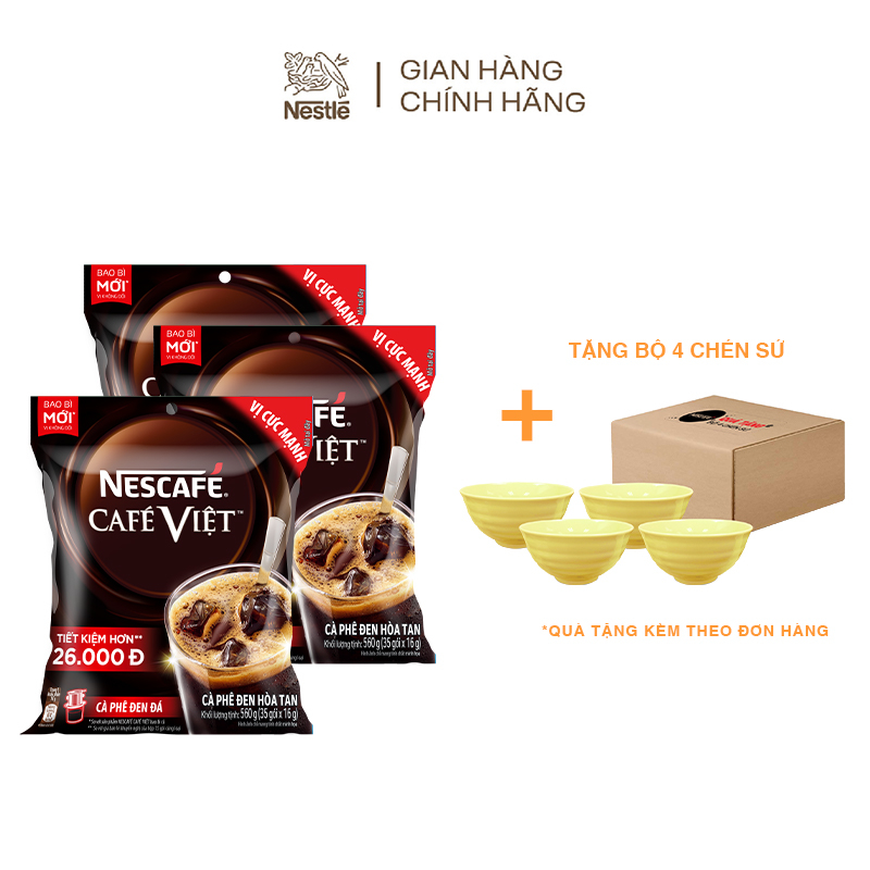 Combo 3 bịch cà phê hòa tan Nescafé café Việt cà phê đen đá