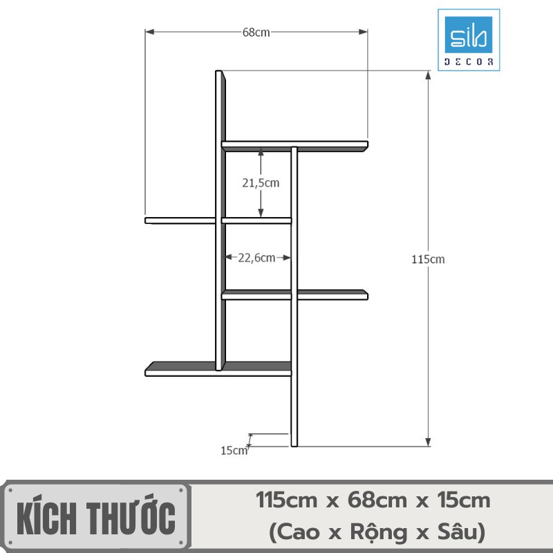 Kệ Sách Gỗ Trang Trí Treo Tường Hiện Đại Đơn Giản Mà Đẹp Để Khung Ảnh, Sách Vở SIB Decor (Nhiều Màu)