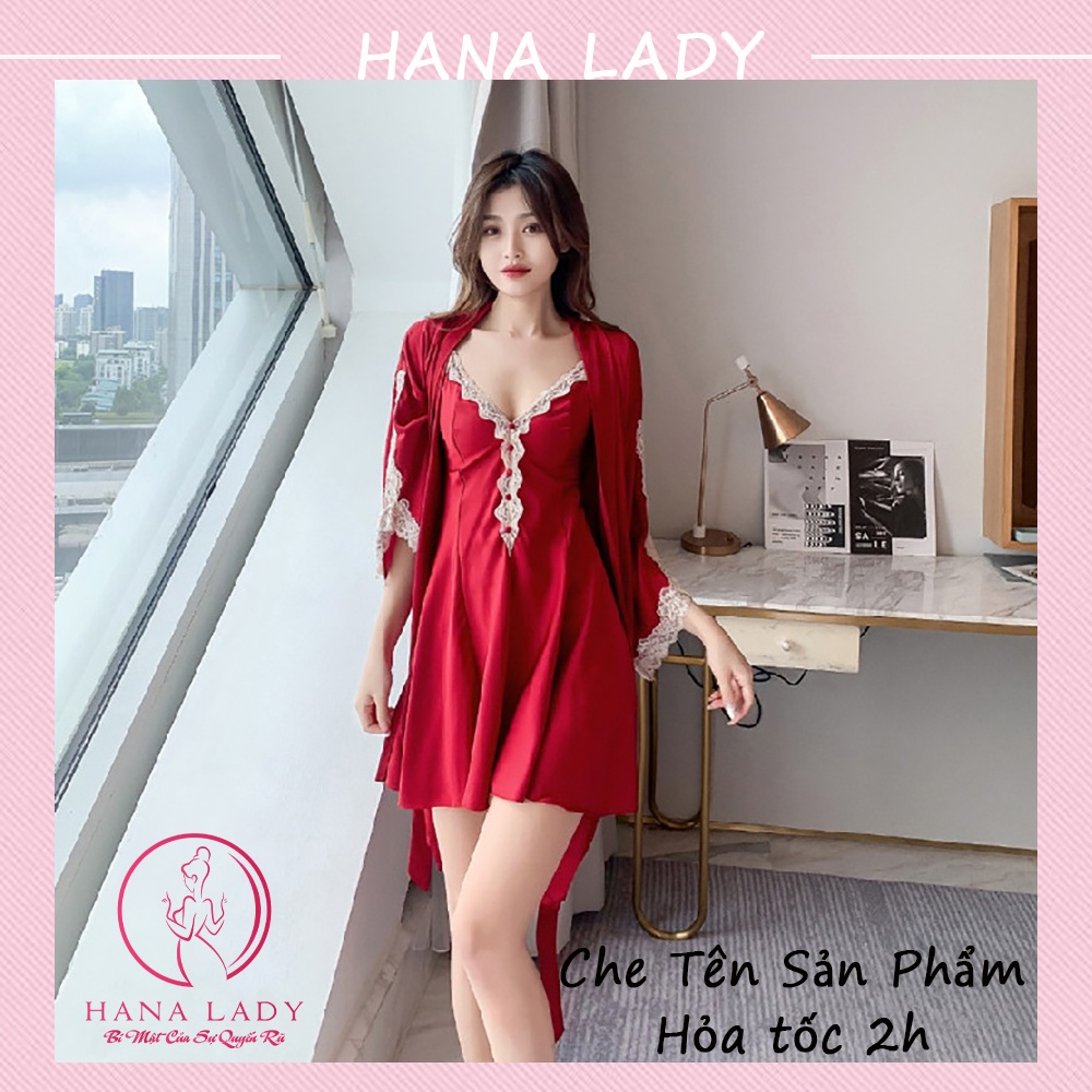 Váy ngủ 2 dây kèm choàng lụa sexy quyến rũ VN463