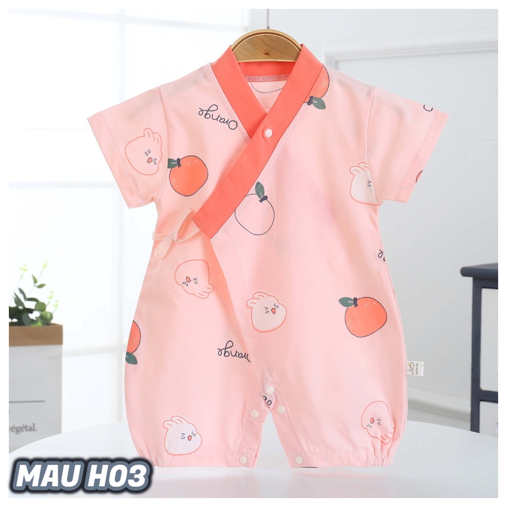 Quần áo trẻ em bộ body ngắn tay bodysuit chất cotton cho bé trai bé gái sơ sinh mẫu dây buộc